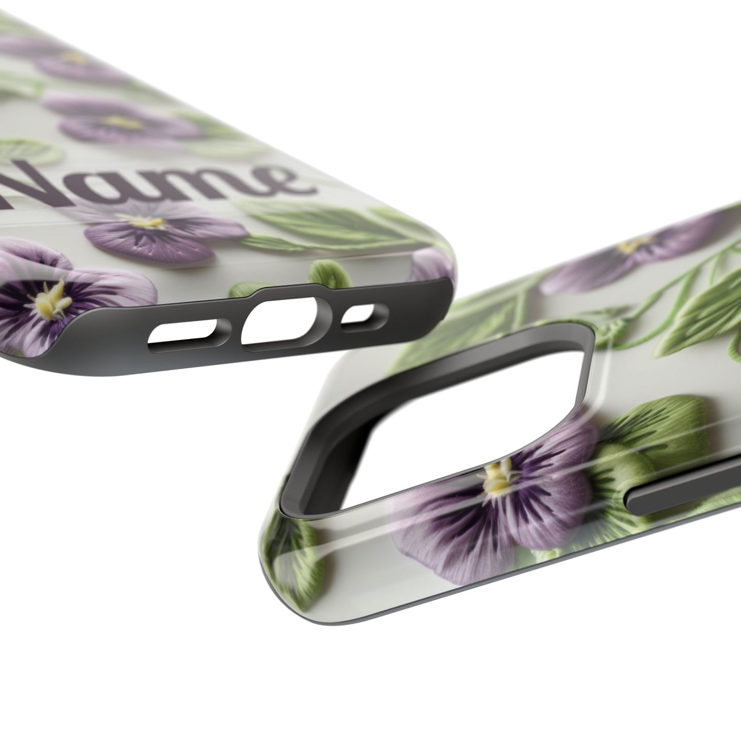 February Birth Flower Phone Case • Violet Embroidery iPhone Cover • MagSafe Gift for Her