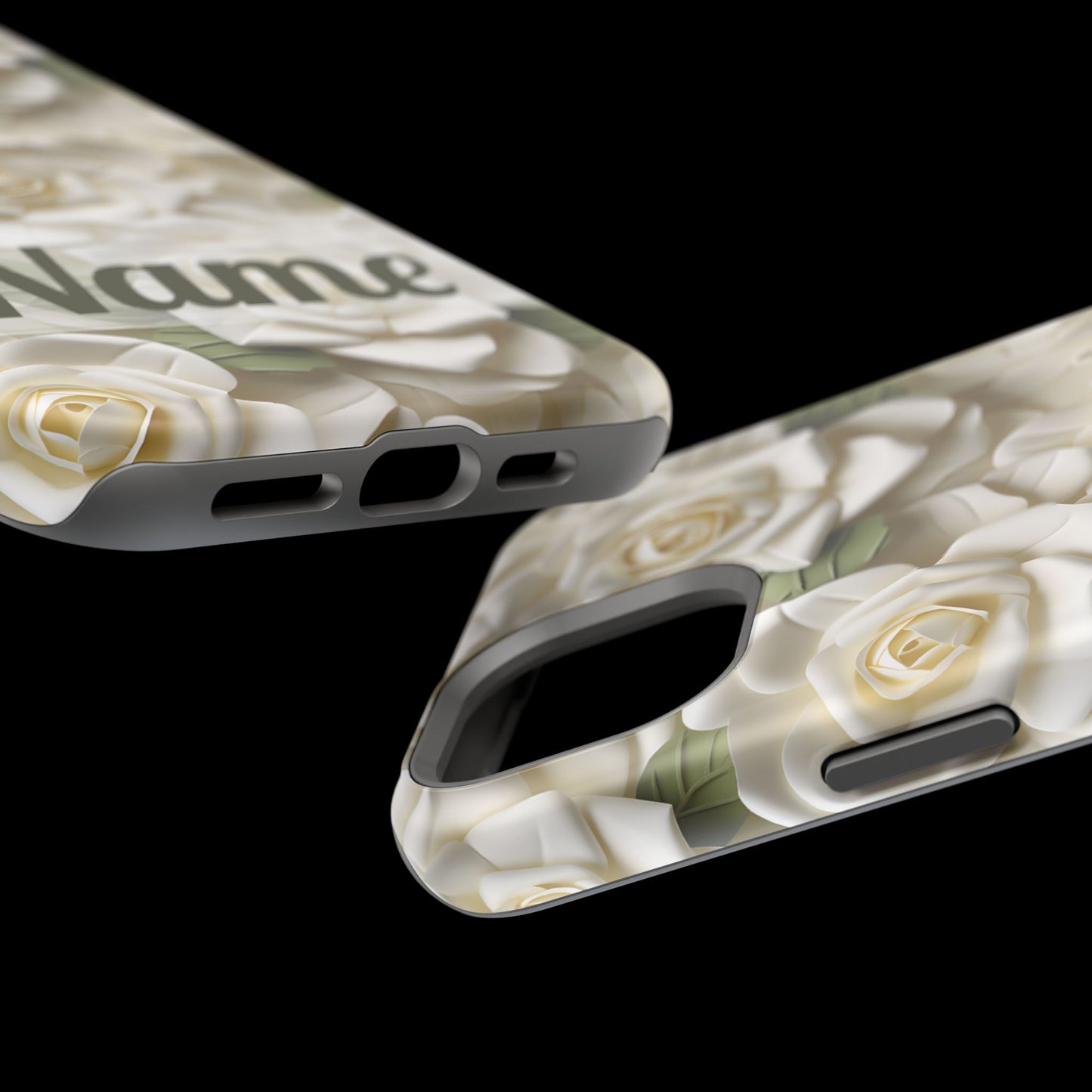 June Birth Flower Phone Case • White Paper Rose iPhone Cover • 3D Floral MagSafe Gift