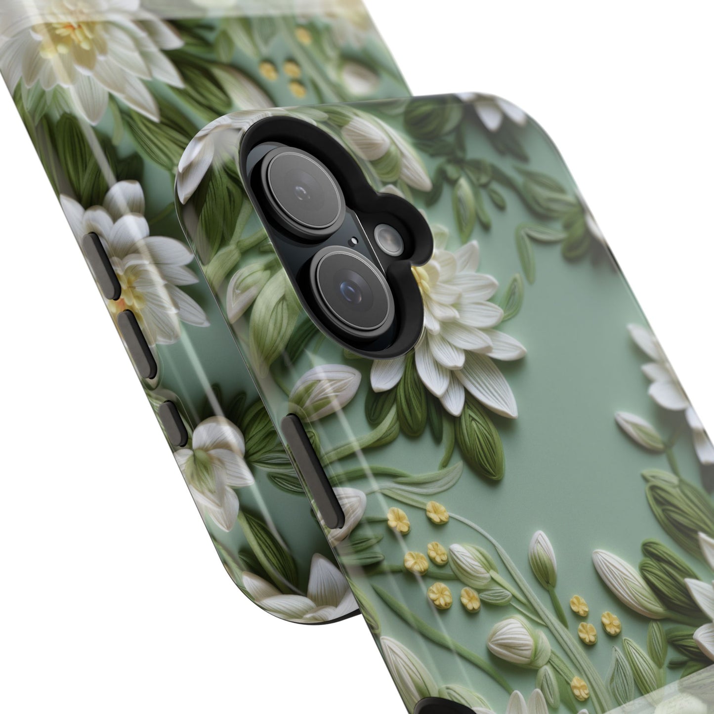 July Birth Flower Phone Case • Embroidered Water Lily iPhone Cover • Pastel MagSafe Gift
