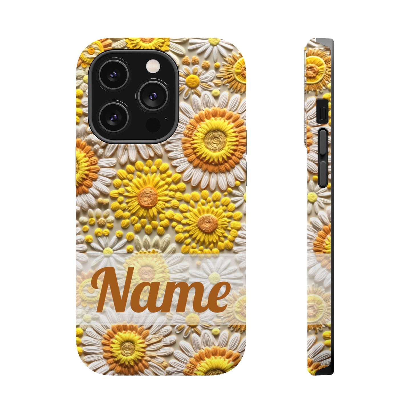 April Birth Flower Phone Case • Embroidered Daisy iPhone Cover • Colorful MagSafe Gift Idea