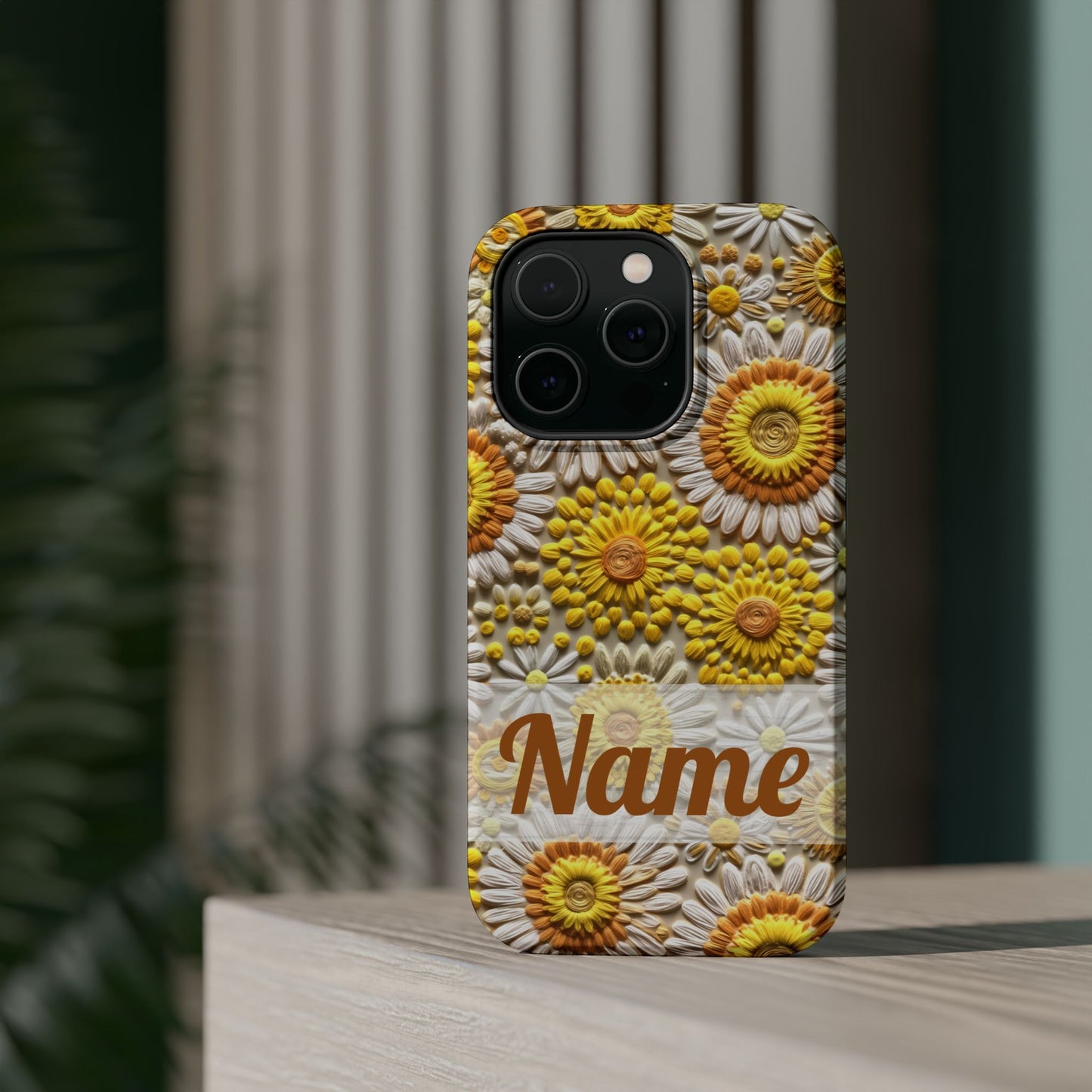 April Birth Flower Phone Case • Embroidered Daisy iPhone Cover • Colorful MagSafe Gift Idea