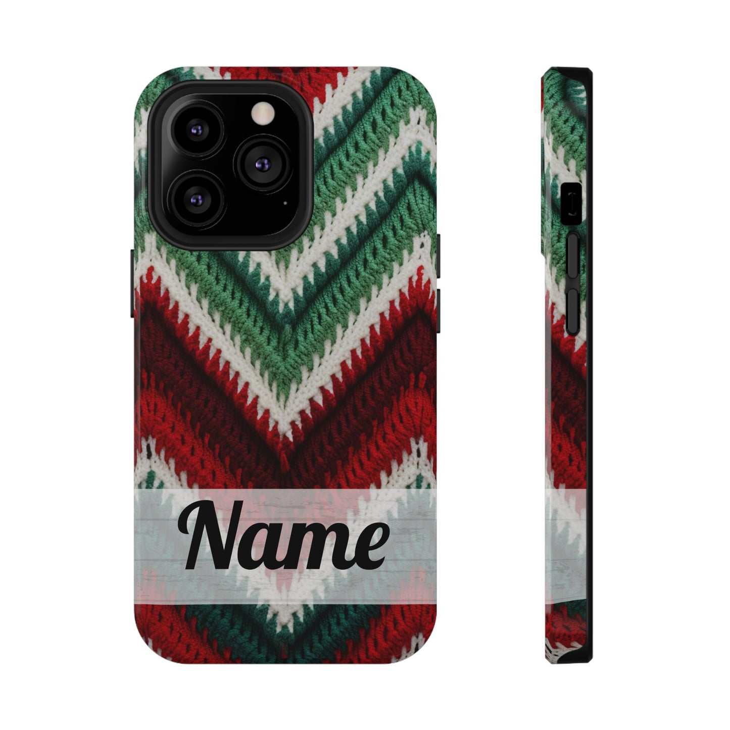 Vintage Christmas Crocheted Afghan Phone Case - Personalized Christmas Phone Case Impact-Resistant Case