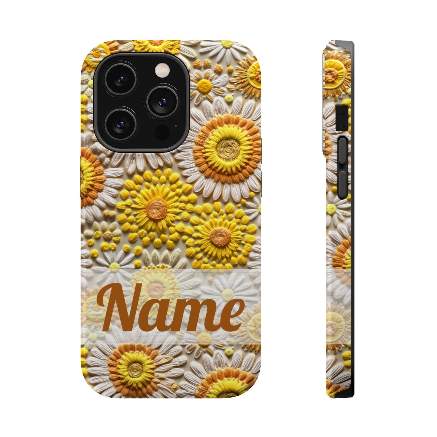 April Birth Flower Phone Case • Embroidered Daisy iPhone Cover • Colorful MagSafe Gift Idea