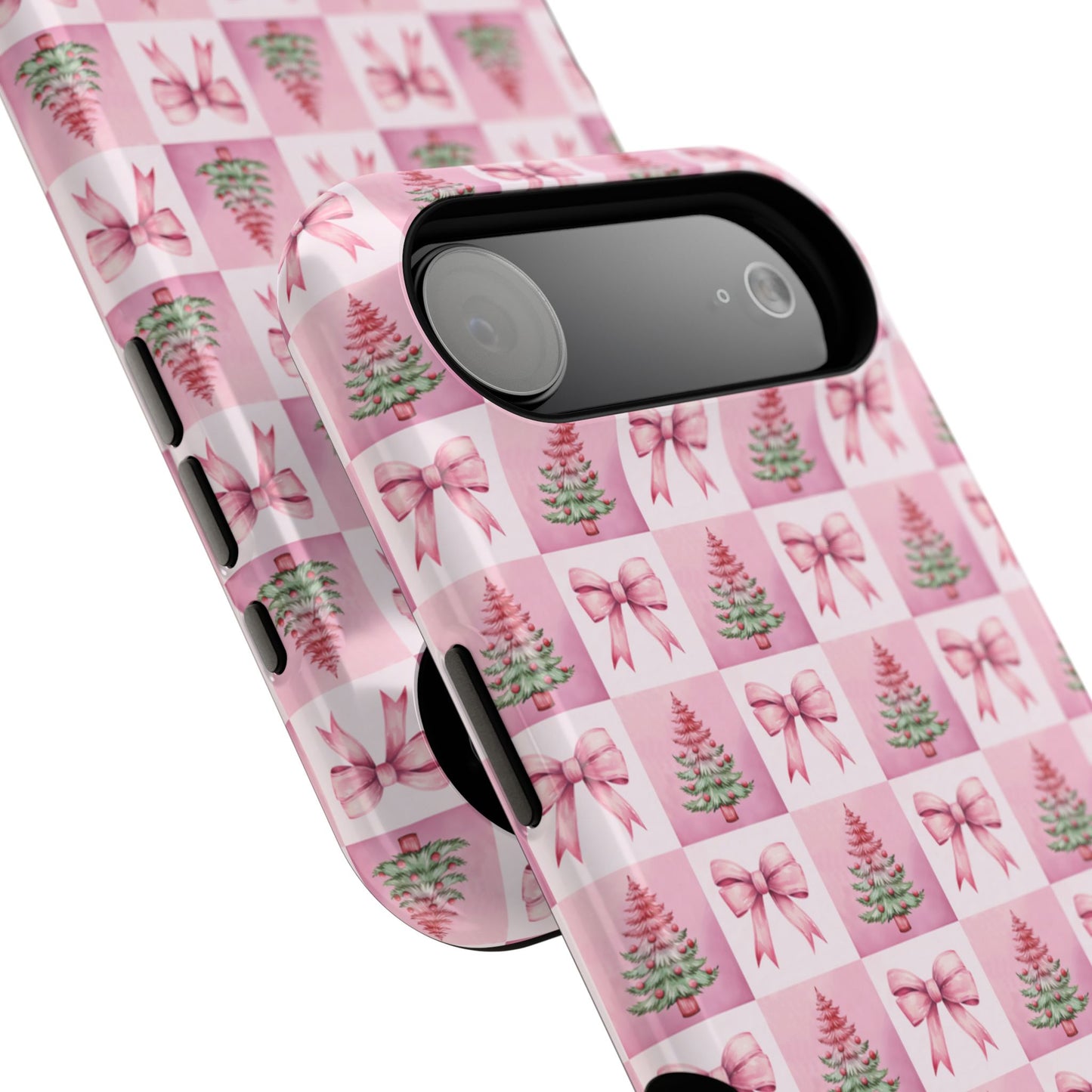 Pink Retro Christmas Tree & Coquette Phone Case - Christmas Phone Case Impact-Resistant Cases iPhone Samsung