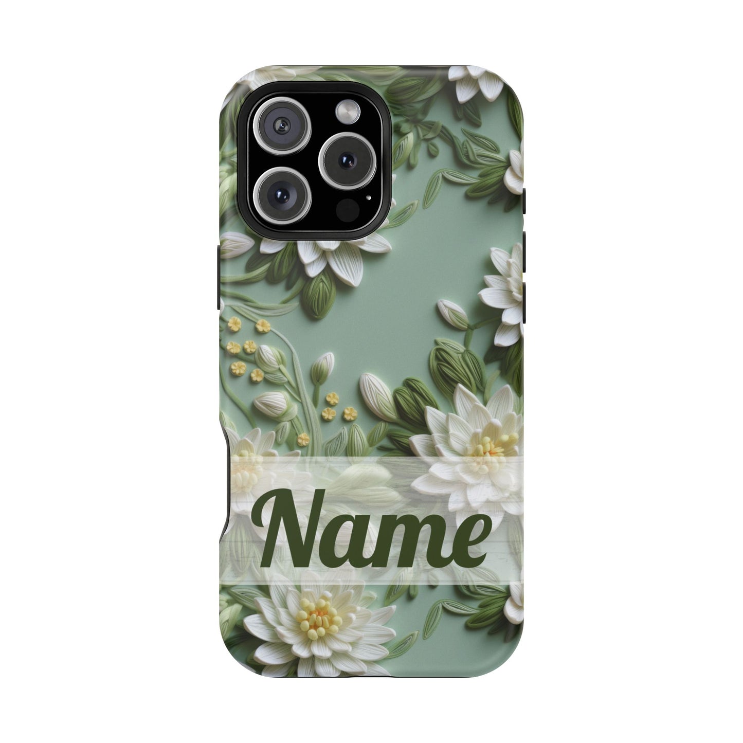 July Birth Flower Phone Case • Embroidered Water Lily iPhone Cover • Pastel MagSafe Gift