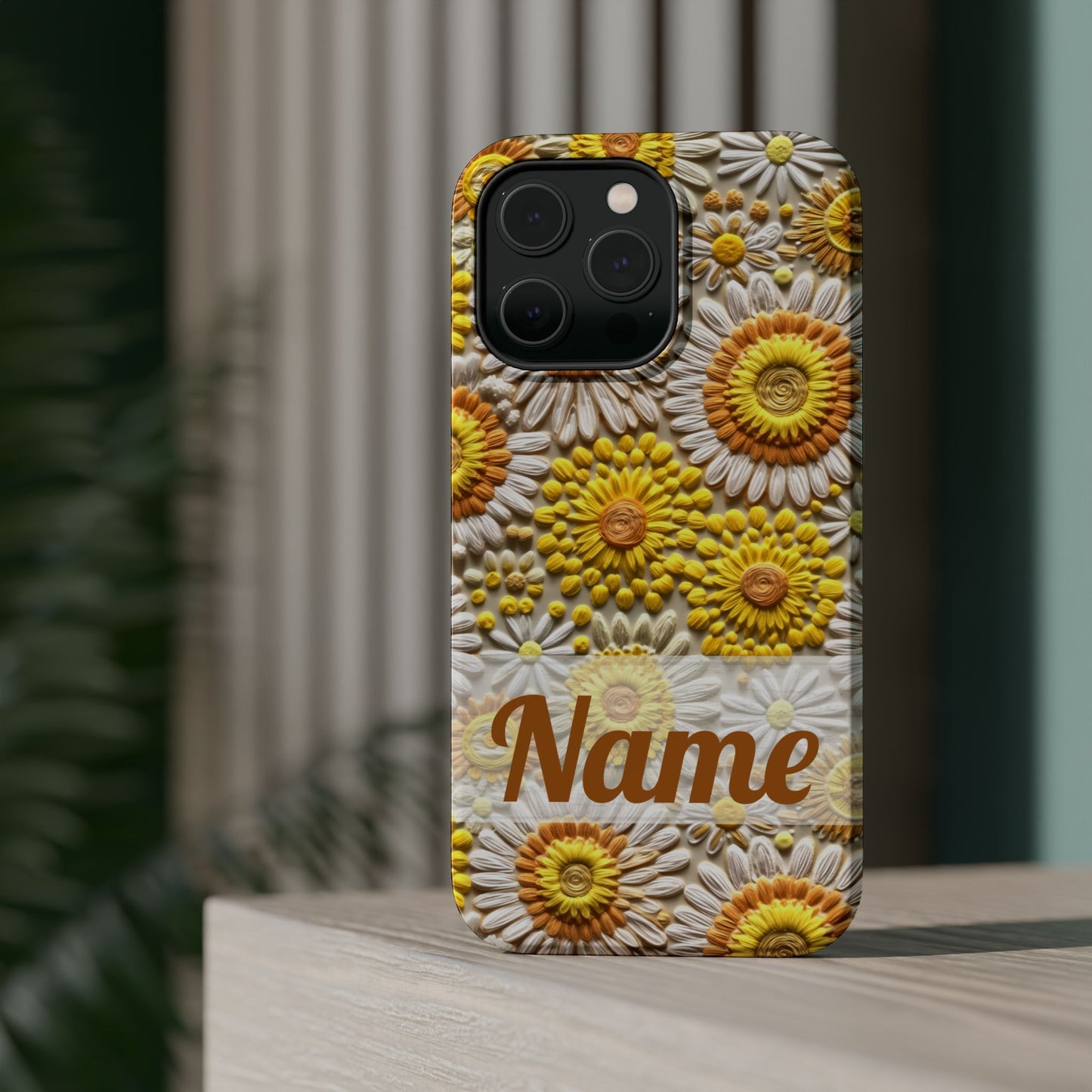 April Birth Flower Phone Case • Embroidered Daisy iPhone Cover • Colorful MagSafe Gift Idea