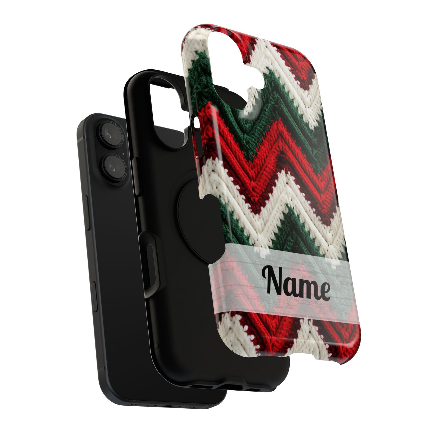 Vintage Christmas Crocheted Afghan Phone Case - Personalized Christmas Phone Case Impact-Resistant Case