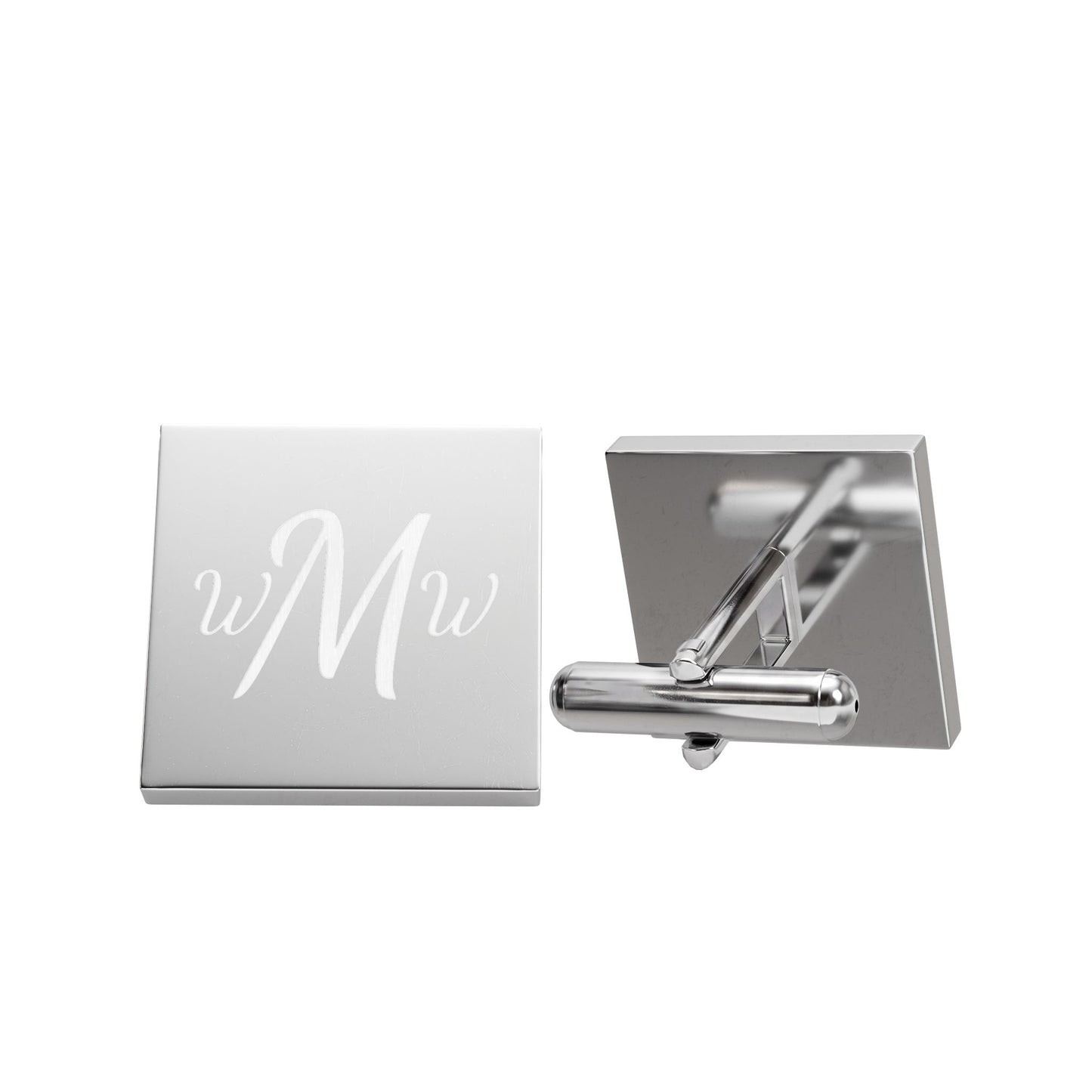 Engraved Script Monogram Cufflinks | Gold or Stainless Square Cufflinks | Personalized Gift for Groom or Groomsmen | Custom Dad Gift