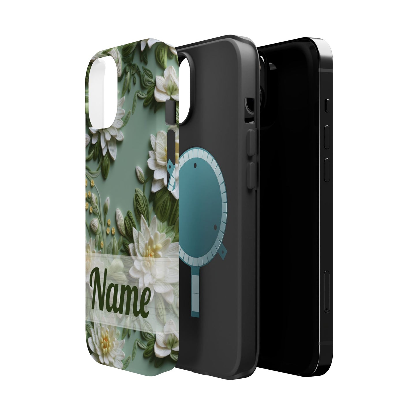 July Birth Flower Phone Case • Embroidered Water Lily iPhone Cover • Pastel MagSafe Gift