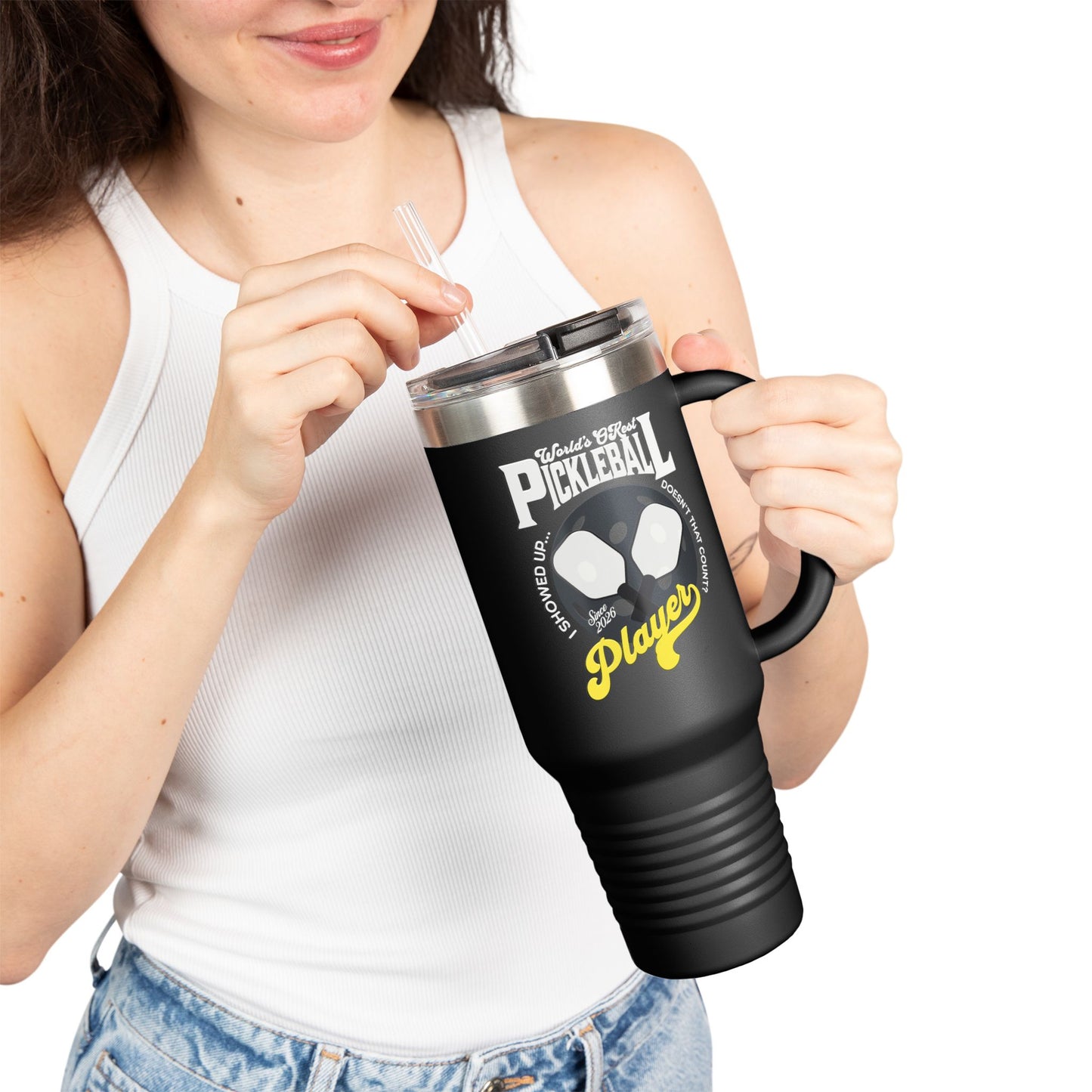 World's OK'est Pickleball Player, Funny pickleball gift, Insulated Travel Mug, 40oz