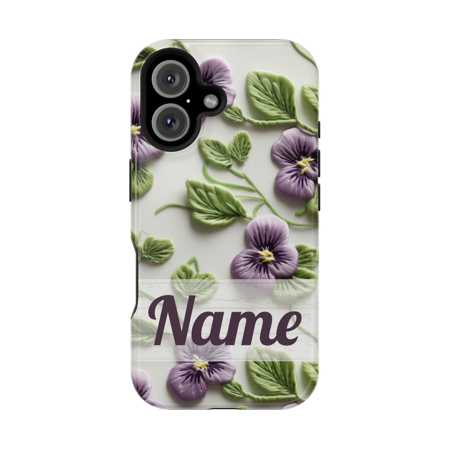 February Birth Flower Phone Case • Violet Embroidery iPhone Cover • MagSafe Gift for Her