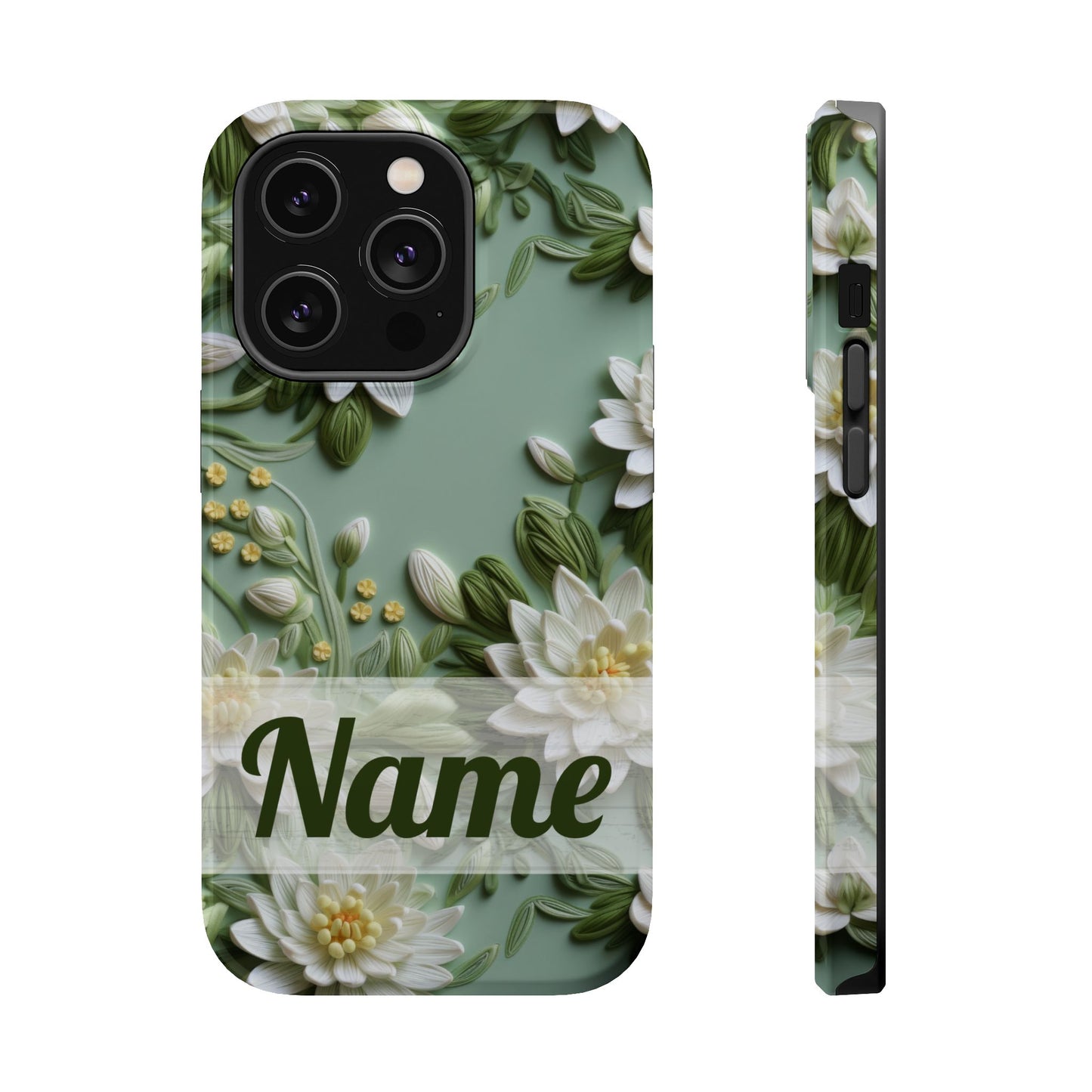 July Birth Flower Phone Case • Embroidered Water Lily iPhone Cover • Pastel MagSafe Gift