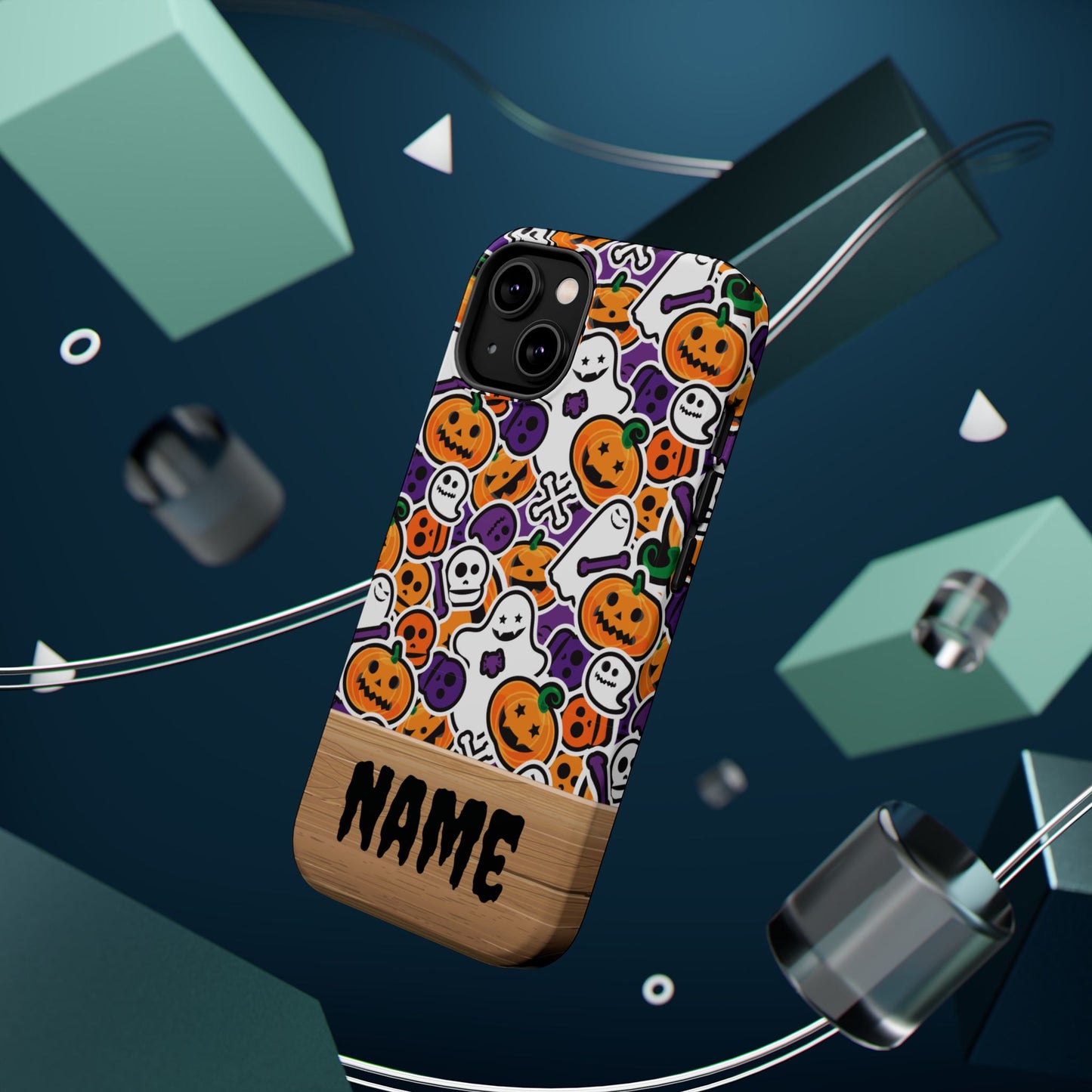 Custom, Personalized Halloween Magnetic Tough Cases for iPhone - purple pumpkin ghost skull phone case
