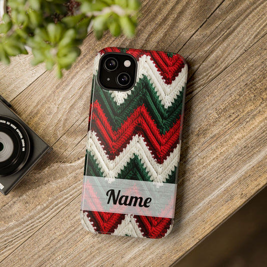 Vintage Christmas Crocheted Afghan Phone Case - Personalized Christmas Phone Case Impact-Resistant Case
