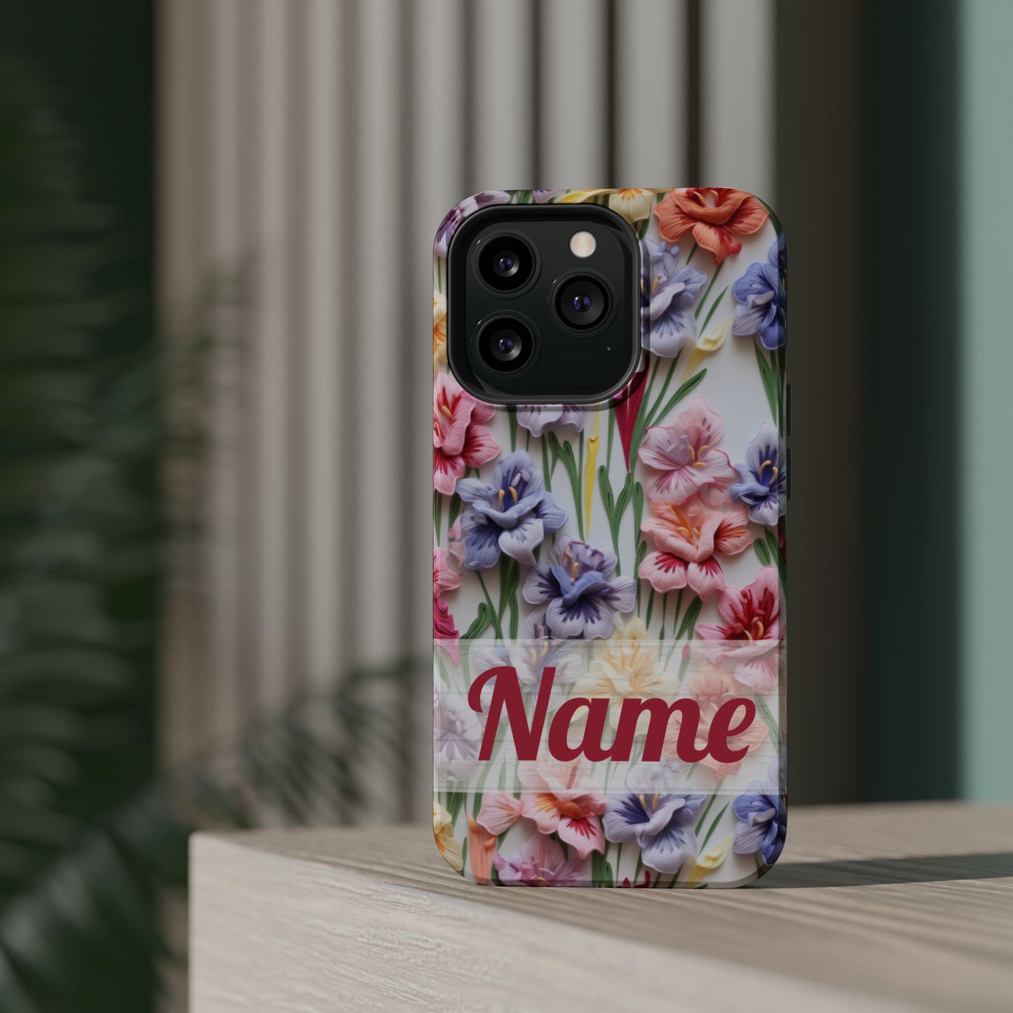 August Birth Flower Phone Case • 3D Gladiolus iPhone Cover • Pastel Floral MagSafe Gift
