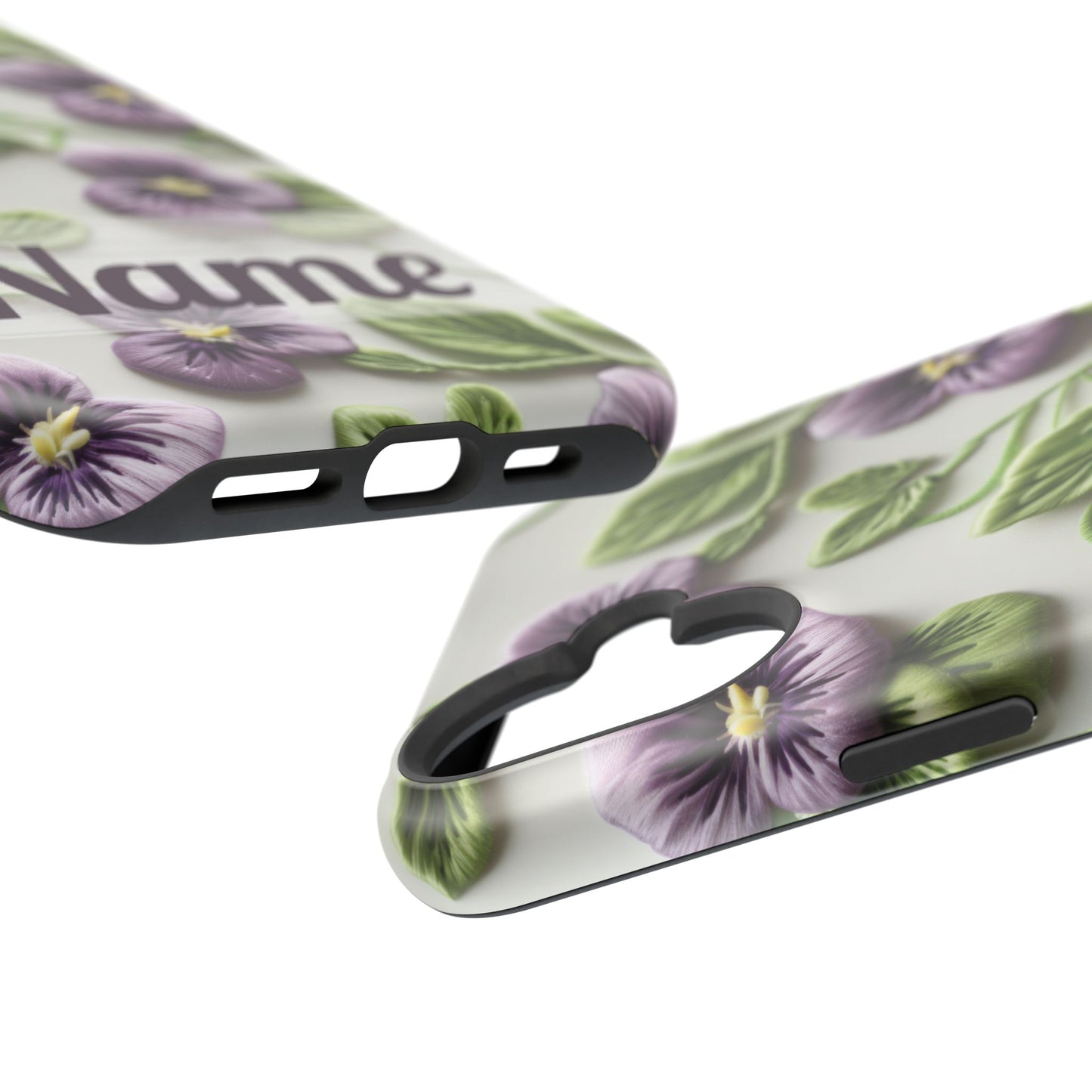 February Birth Flower Phone Case • Violet Embroidery iPhone Cover • MagSafe Gift for Her