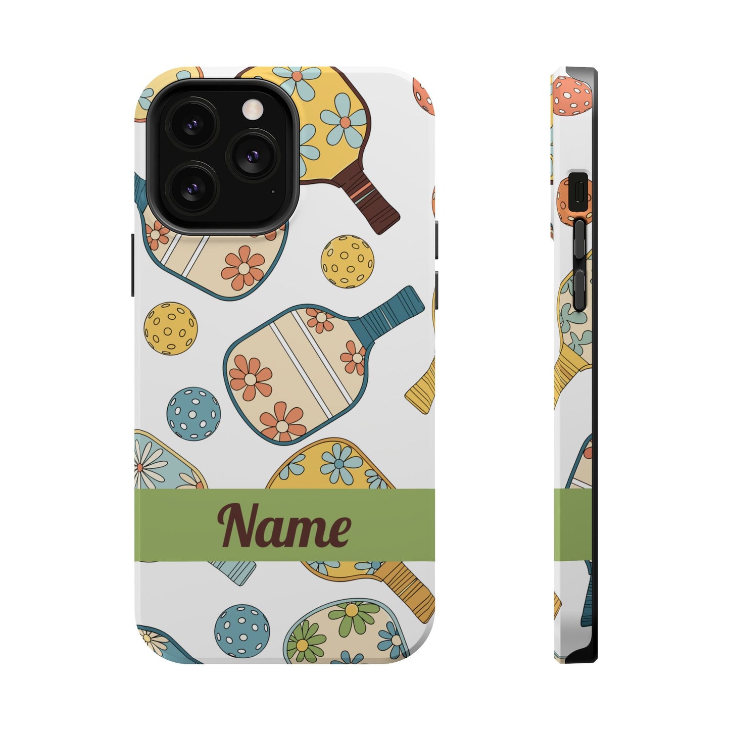 Custom, Personalized Retro Pickleball iPhone Case Custom Magnetic Tough Case Personalized