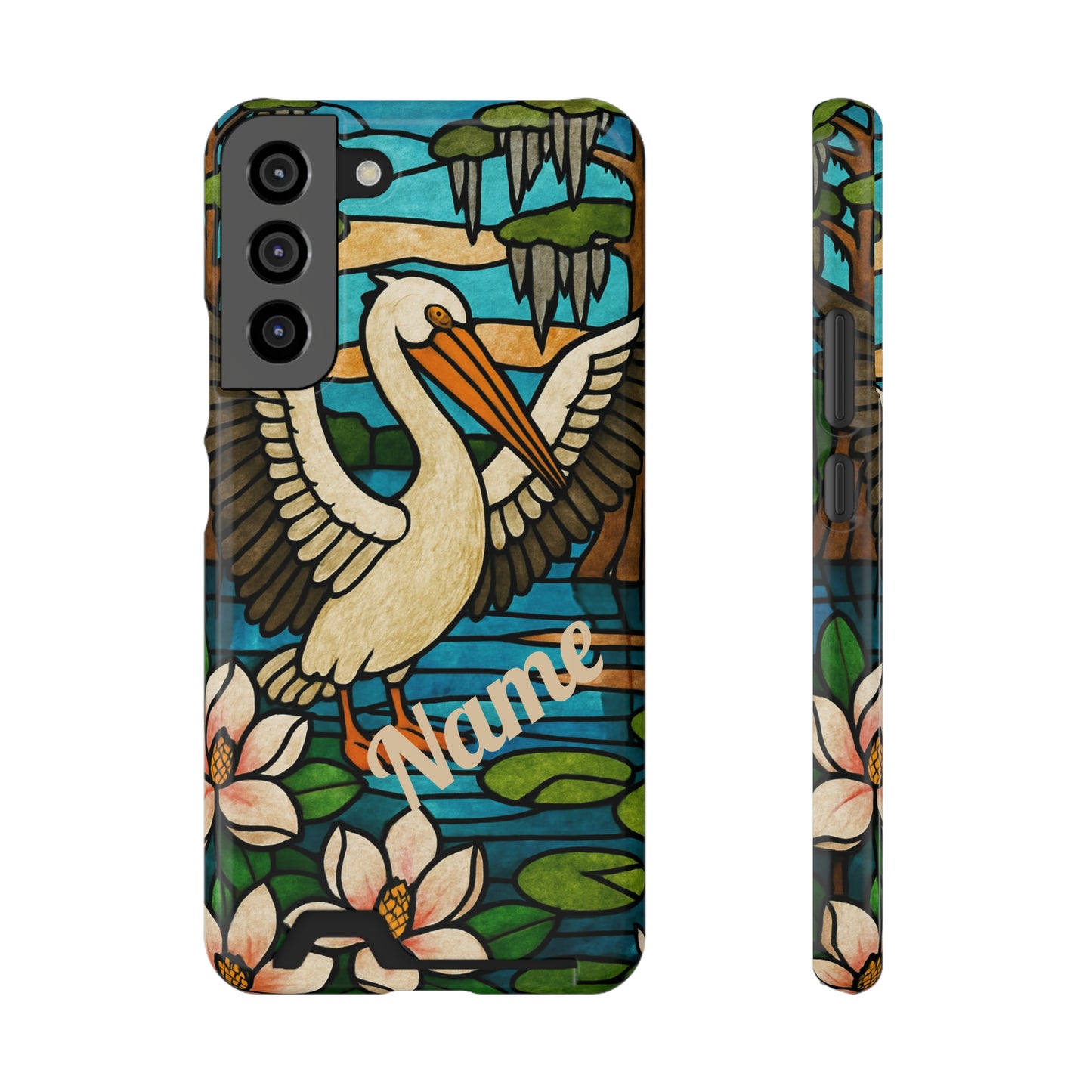 CAJUN DEB MDS Awareness Phone Case With Card Holder, Pelican, Stained Glass case, Louisiana phone case, magnolia